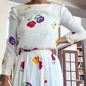 Silk cream floral blouse